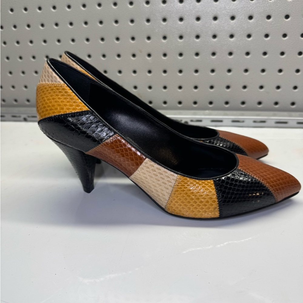 Céline Colorblock Snakeskin Leather Pointed-Toe Pumps-  NEW W/Tags- MSRP $1200